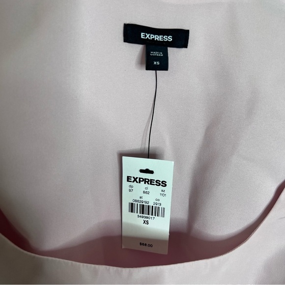 Express Top Women XS Blouse Peplum Shirt Baby Pink  Flutter Sleeve Babydoll Z - Picture 4 of 10